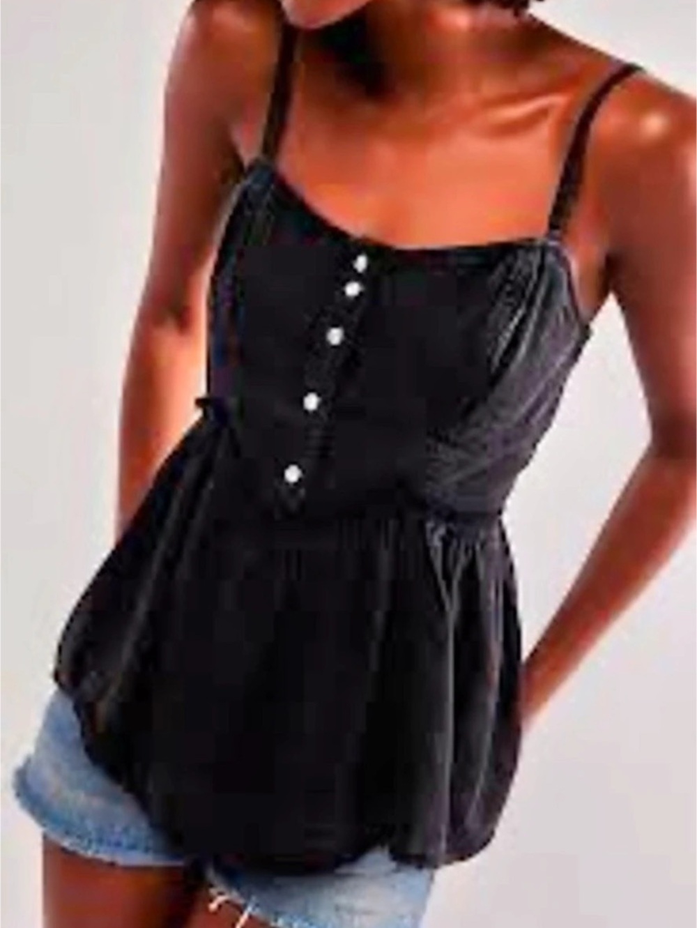 Free People We The Free Black Button Front Tank